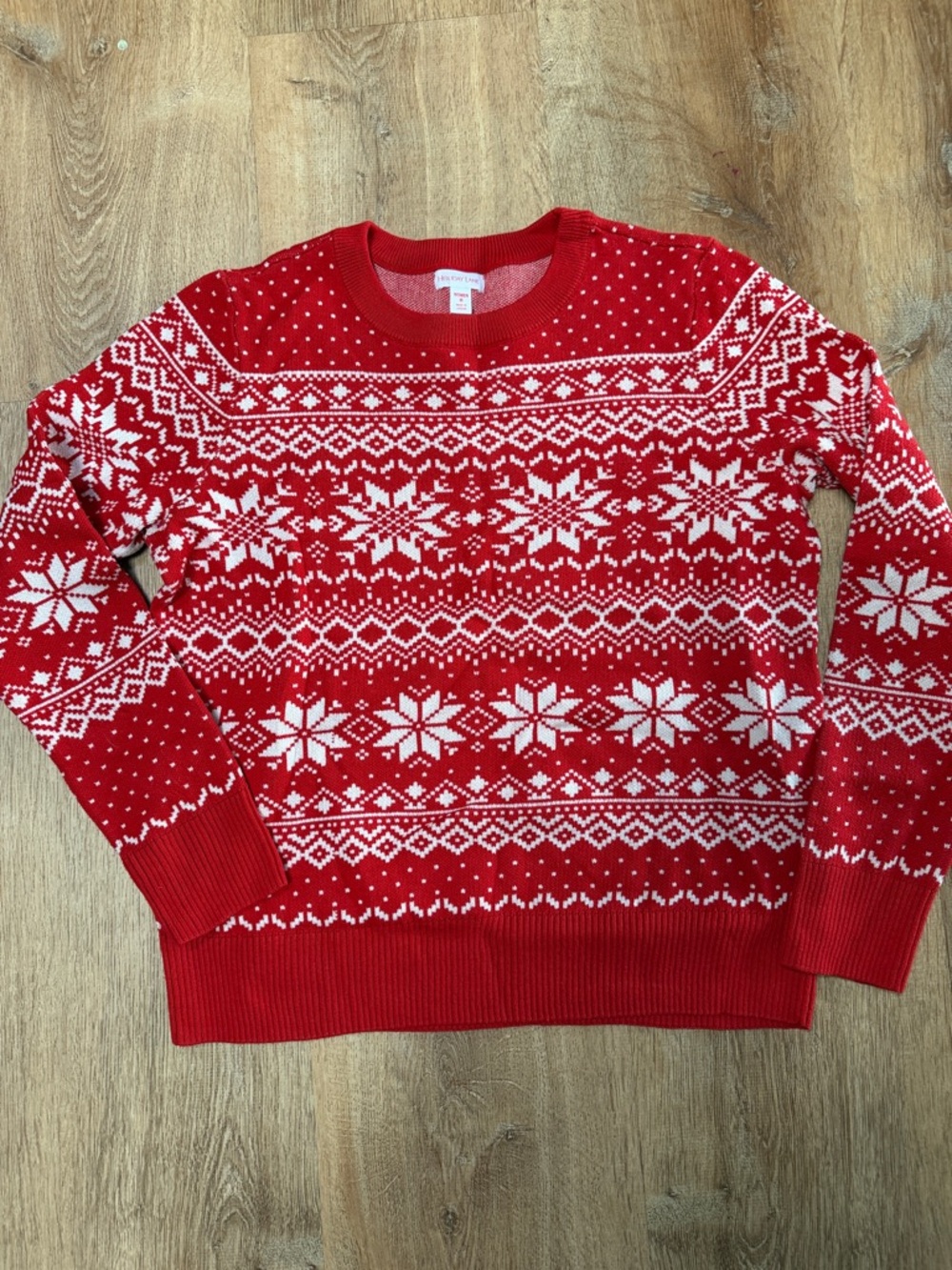 Macy's Red and White Fair Isle Crewneck Sweater